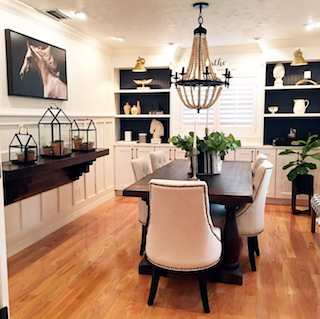 Plantation shutters in a dining room